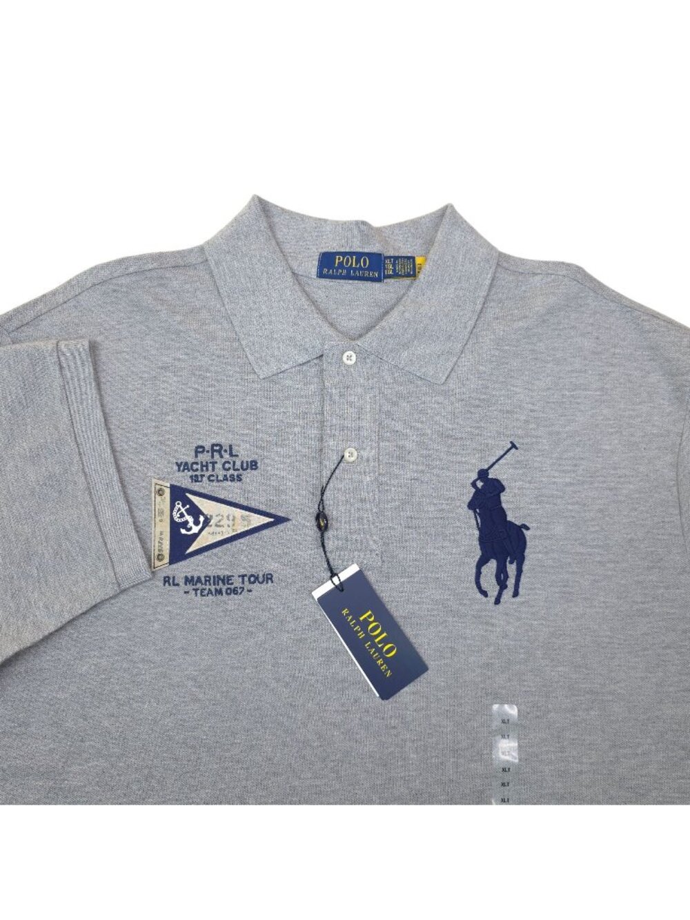 Polo Ralph Lauren Mens Yacht Club Polo Shirt XLT Cotton Horse Yacht Club Gray